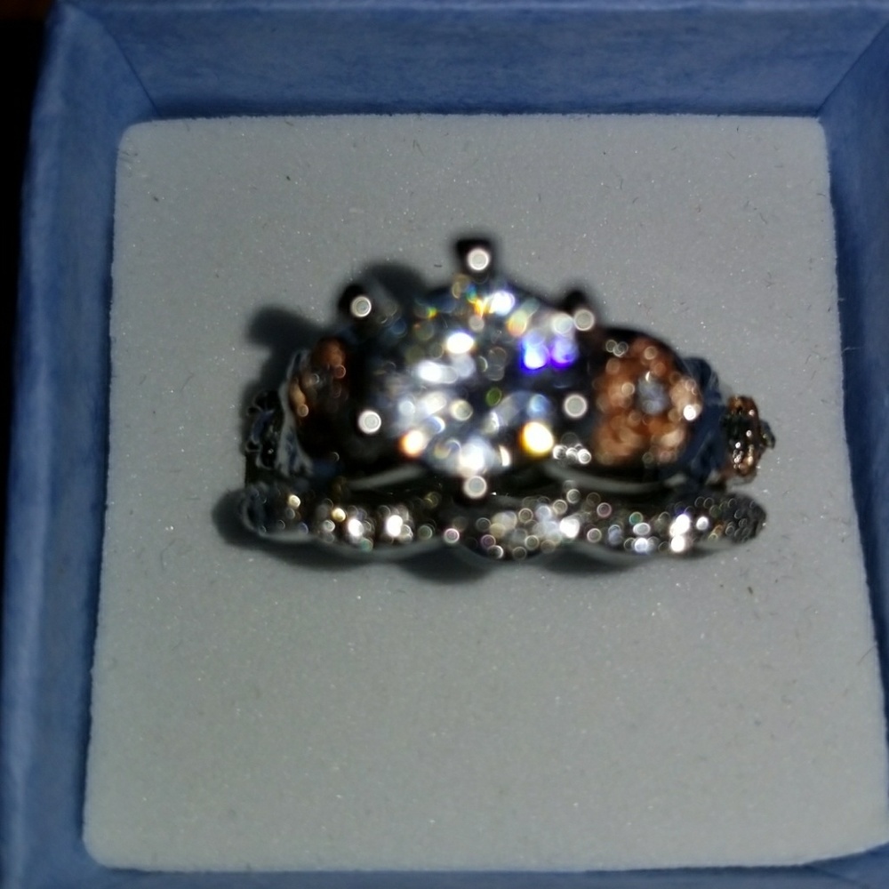 Sterling silver and Rose gold white sapphire